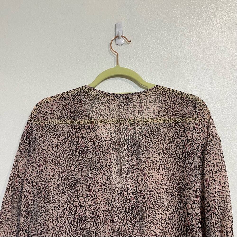 Joie Pink Sheer Leopard Print Silk Long Sleeve Blouse Sz S - Picture 6 of 10